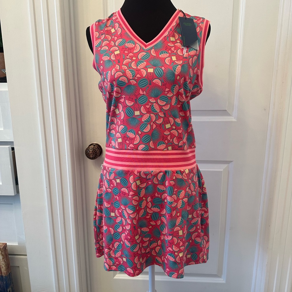 William Murray Seed Spitters Classic Lacey Golf Dress Watermelon V Neck NEW